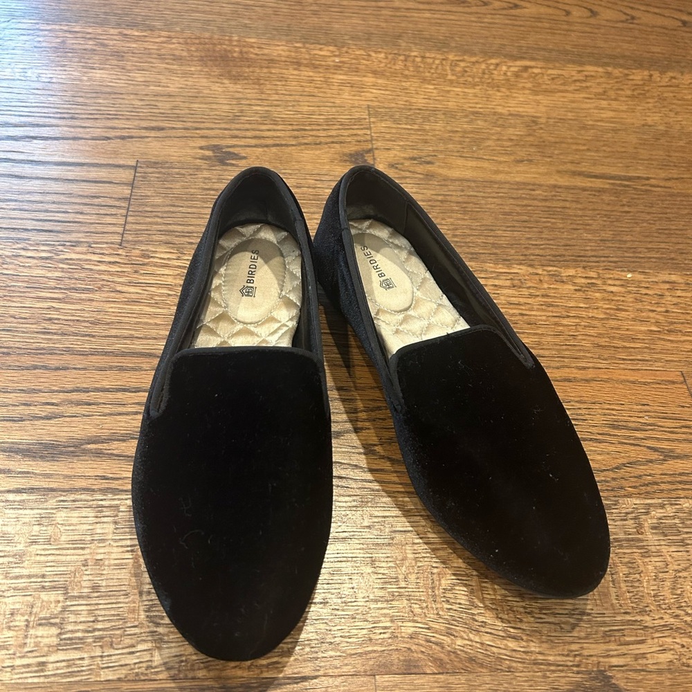 Birdies Black Velvet Loafers